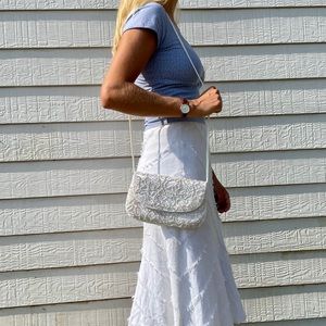 White La Regale Vintage Beaded Purse